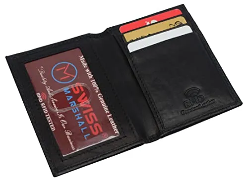 RFID Blocking Slim Card Wallet Bifold Card Case Genuine Leather Front Pocket Wallet Minimalist Credit Card Holder