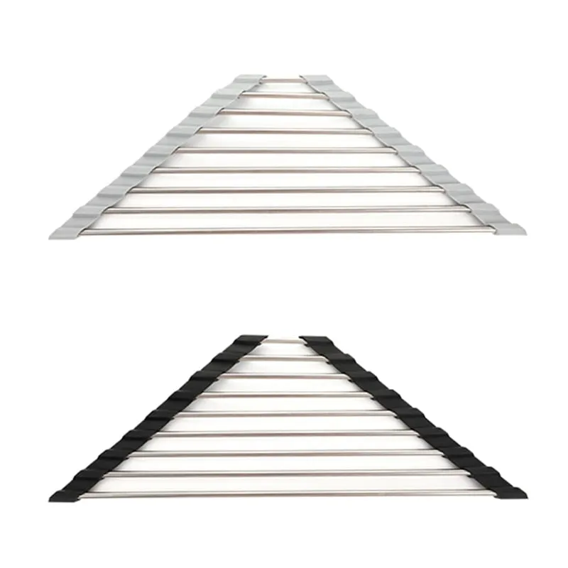 Roll Up Triangle Dish Drying Rack for Sink Corner Over the Sink Caddy