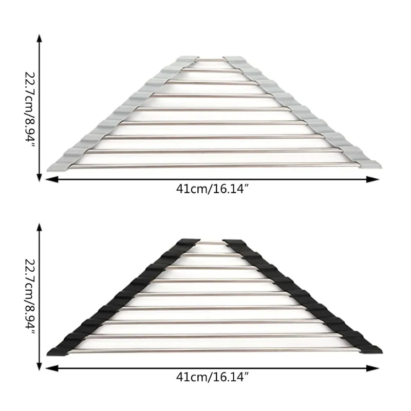 Roll Up Triangle Dish Drying Rack for Sink Corner Over the Sink Caddy