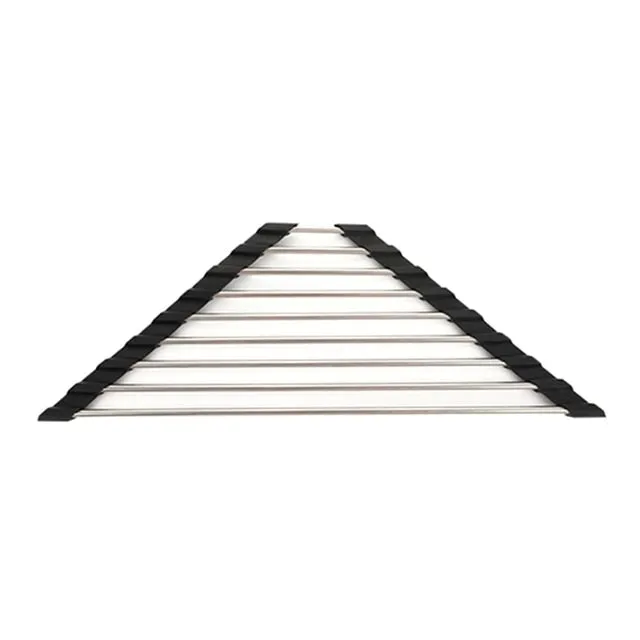 Roll Up Triangle Dish Drying Rack for Sink Corner Over the Sink Caddy