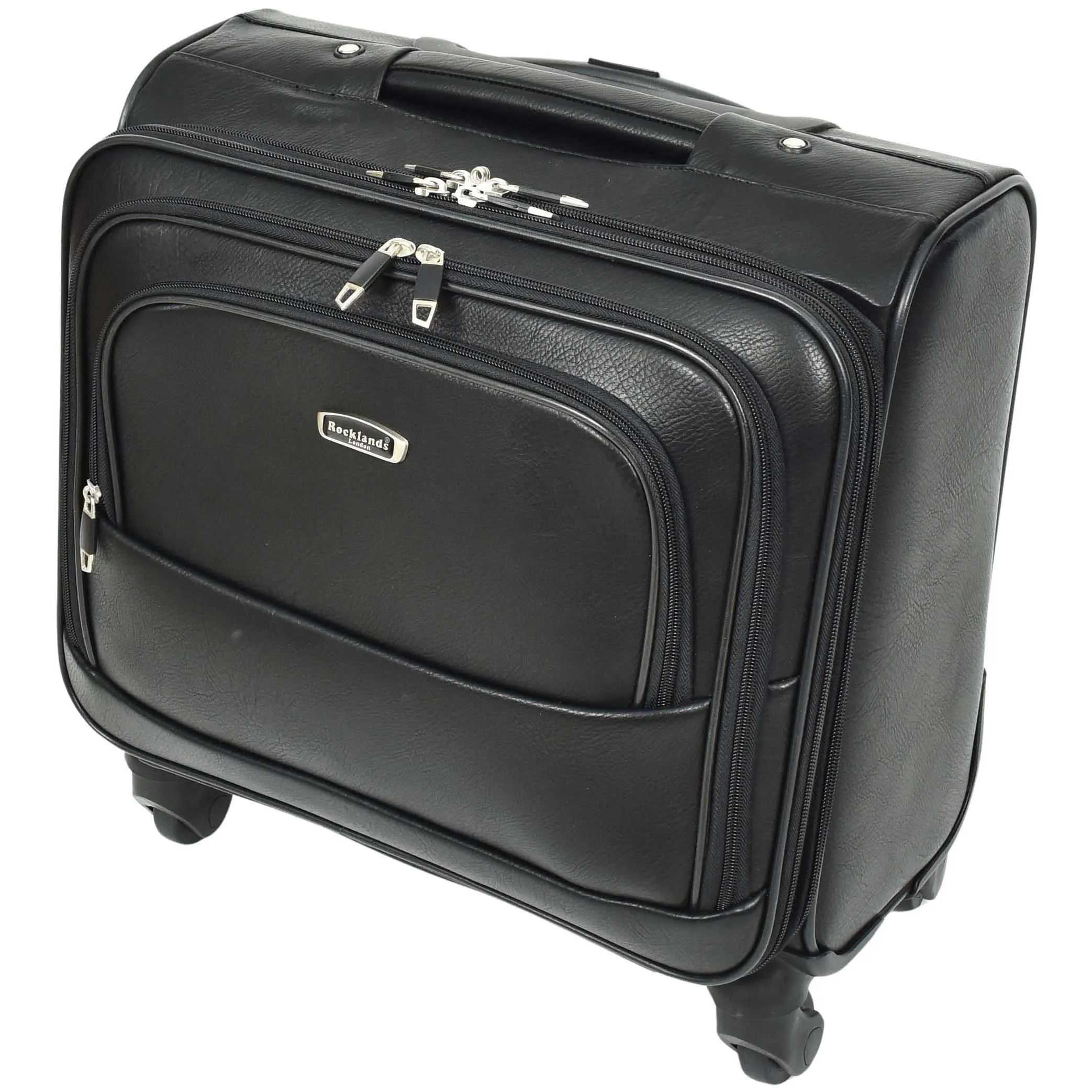 Rolling Pilot Case 4 Wheeled Business Executive Bag Black PLUTO