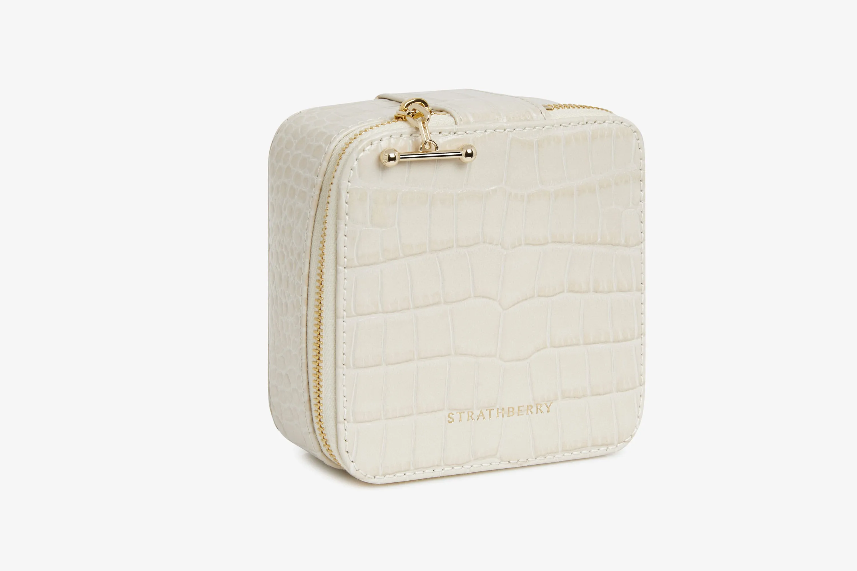 Rose Street Jewellery Box - Croc-Embossed Leather Vanilla