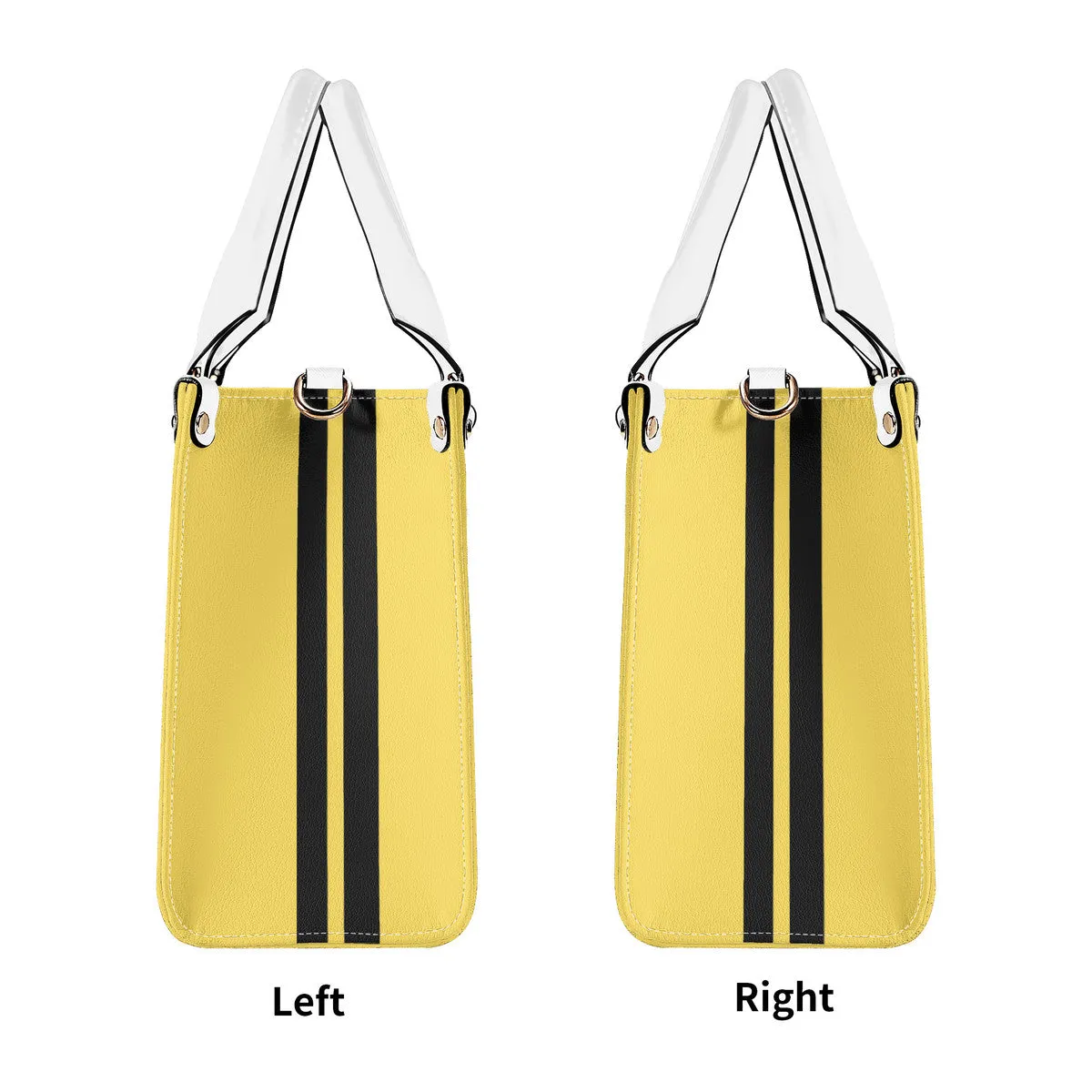 Royalty 24 Black Logo ,Stripe & Yellow Multiple Sizes Upgraded Luxury Women PU Leather Handbag