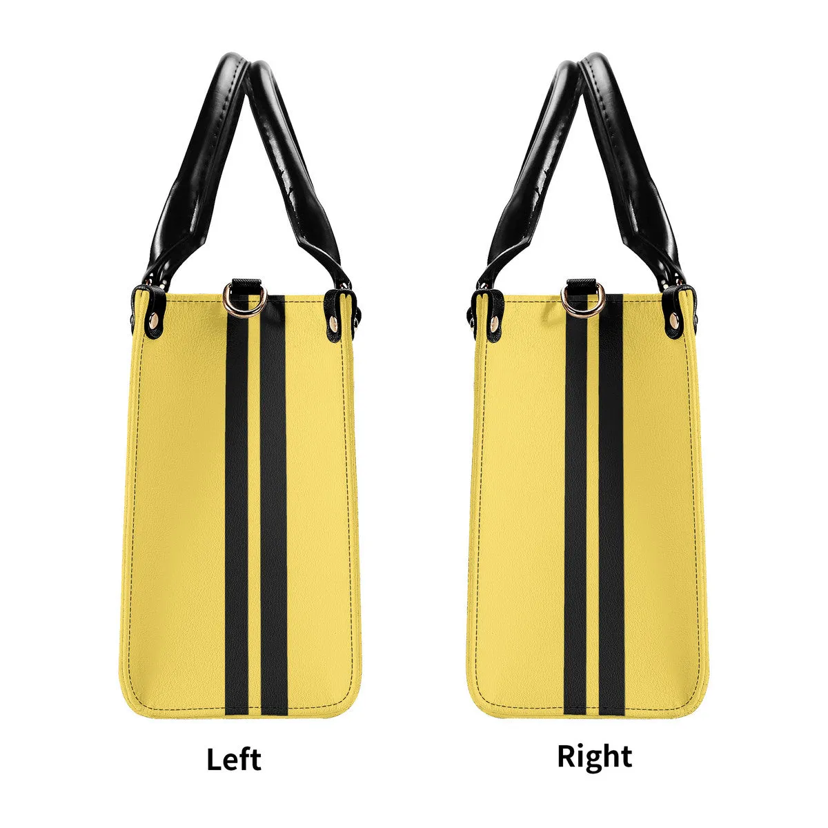 Royalty 24 Black Logo ,Stripe & Yellow Multiple Sizes Upgraded Luxury Women PU Leather Handbag