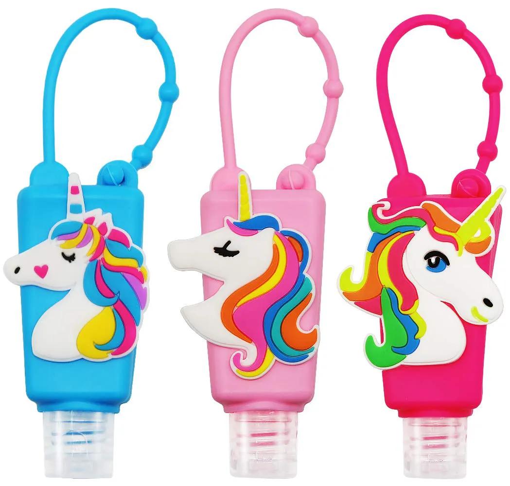 SENSIVO Hand Sanitizer Holder Keychain Empty Travel Size Hand Sanitizer Keychain for Backpack Small Hand Sanitizer Bottles for Kids Portable Refillable Hand Sanitizer Keychain Holder Case Unicorn