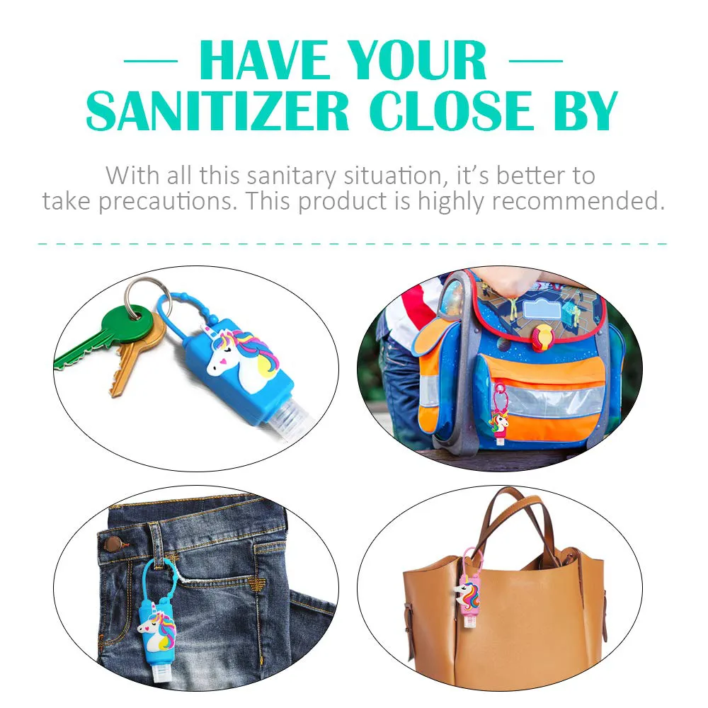 SENSIVO Hand Sanitizer Holder Keychain Empty Travel Size Hand Sanitizer Keychain for Backpack Small Hand Sanitizer Bottles for Kids Portable Refillable Hand Sanitizer Keychain Holder Case Unicorn