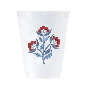 Shatterproof Cups - Red Floral Block Print