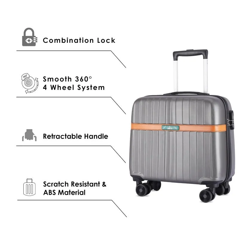 Single: Hard Case Suitcase with 8 Wheels & Lock | 18 inch | Grey