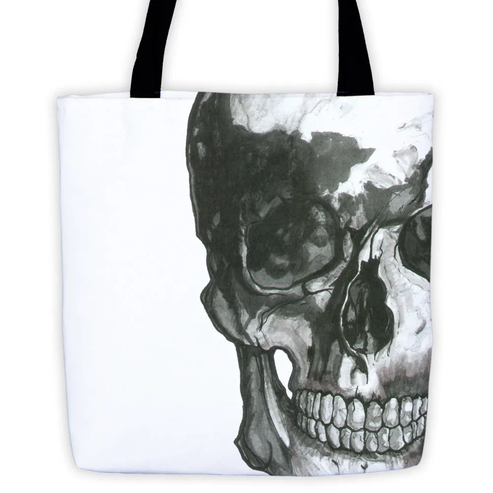 Skull Epic Black Ink Tote Bag by Robert Bowen