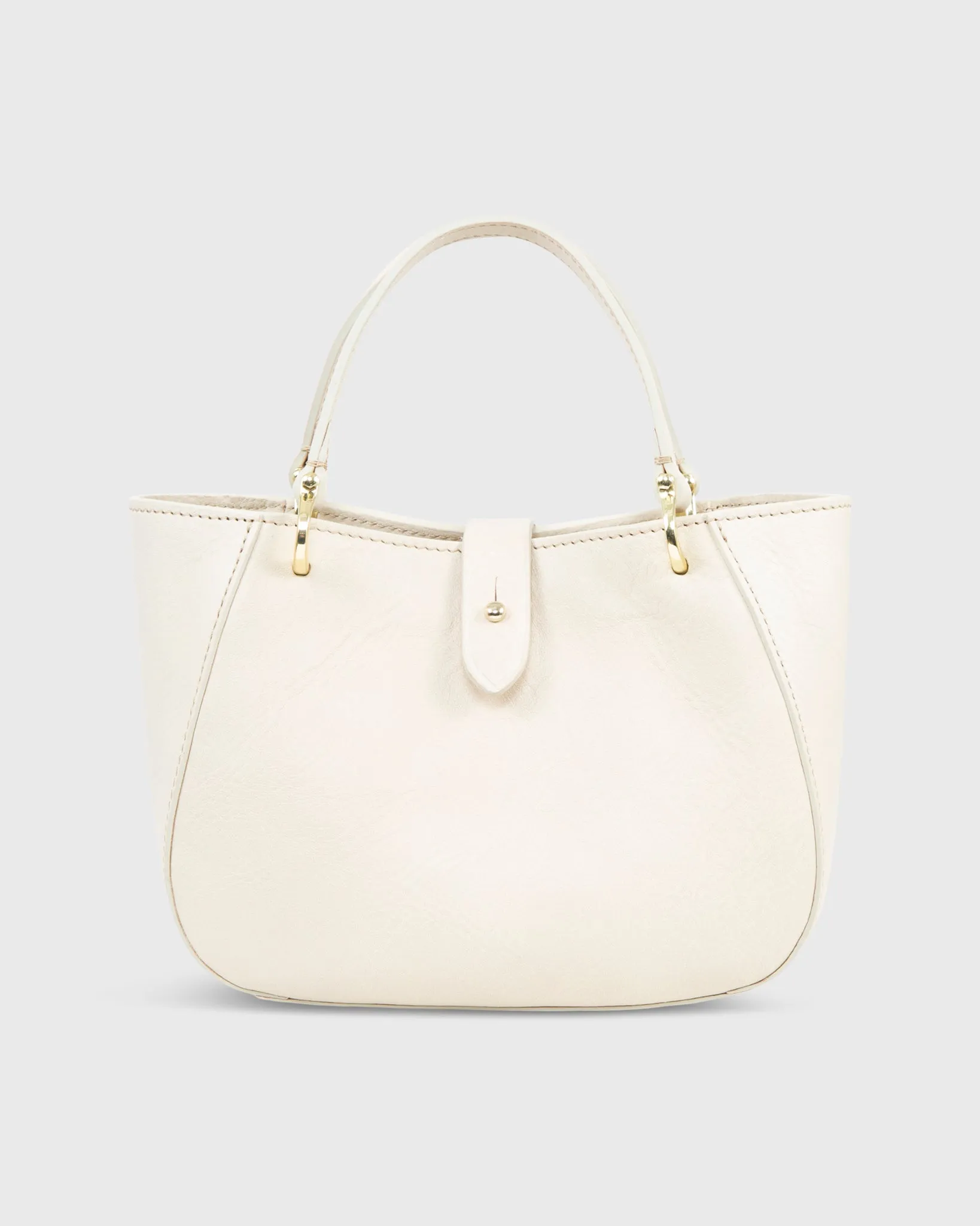 Small Annalisa Satchel Bag in Beige Leather