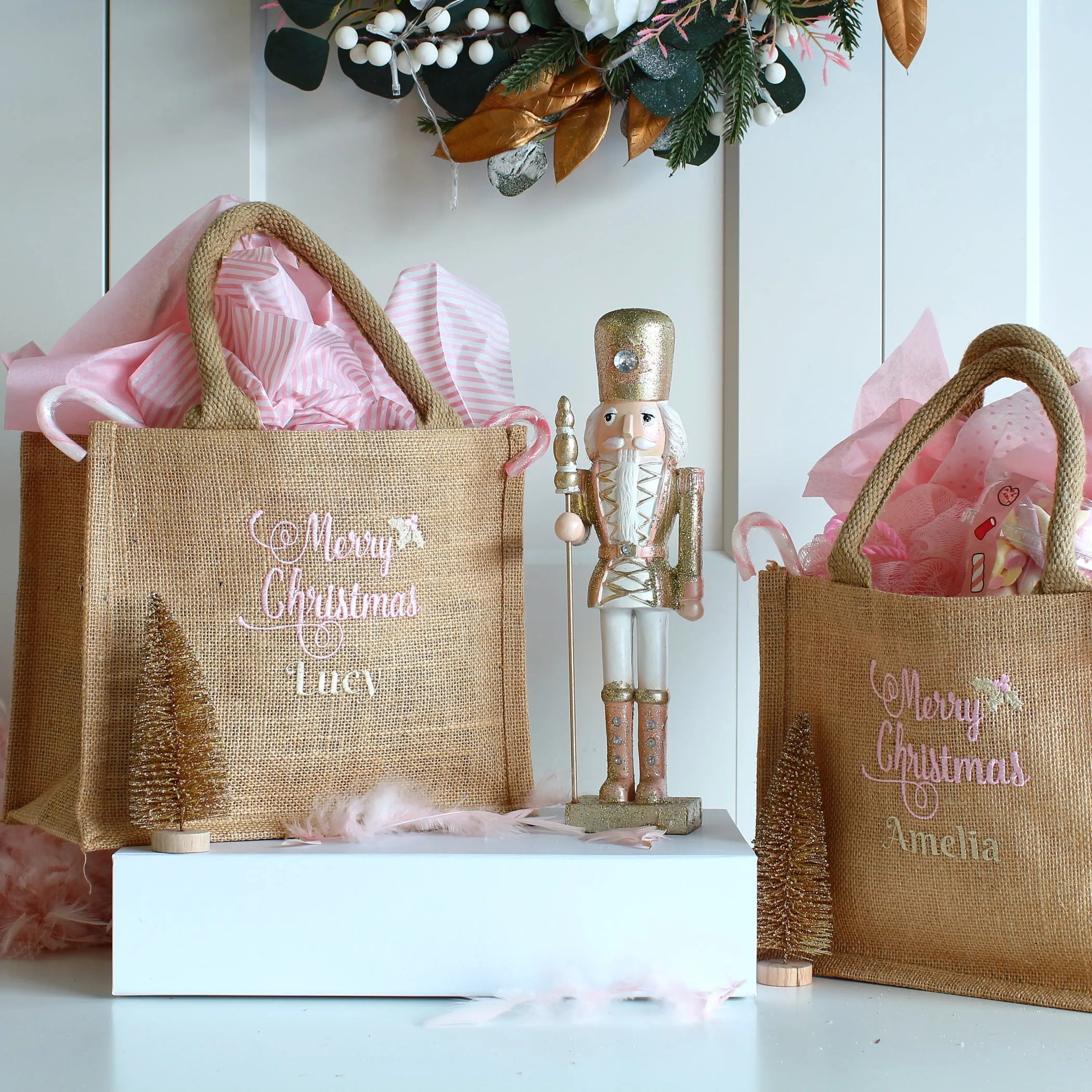 Small Merry Christmas bags - Pink