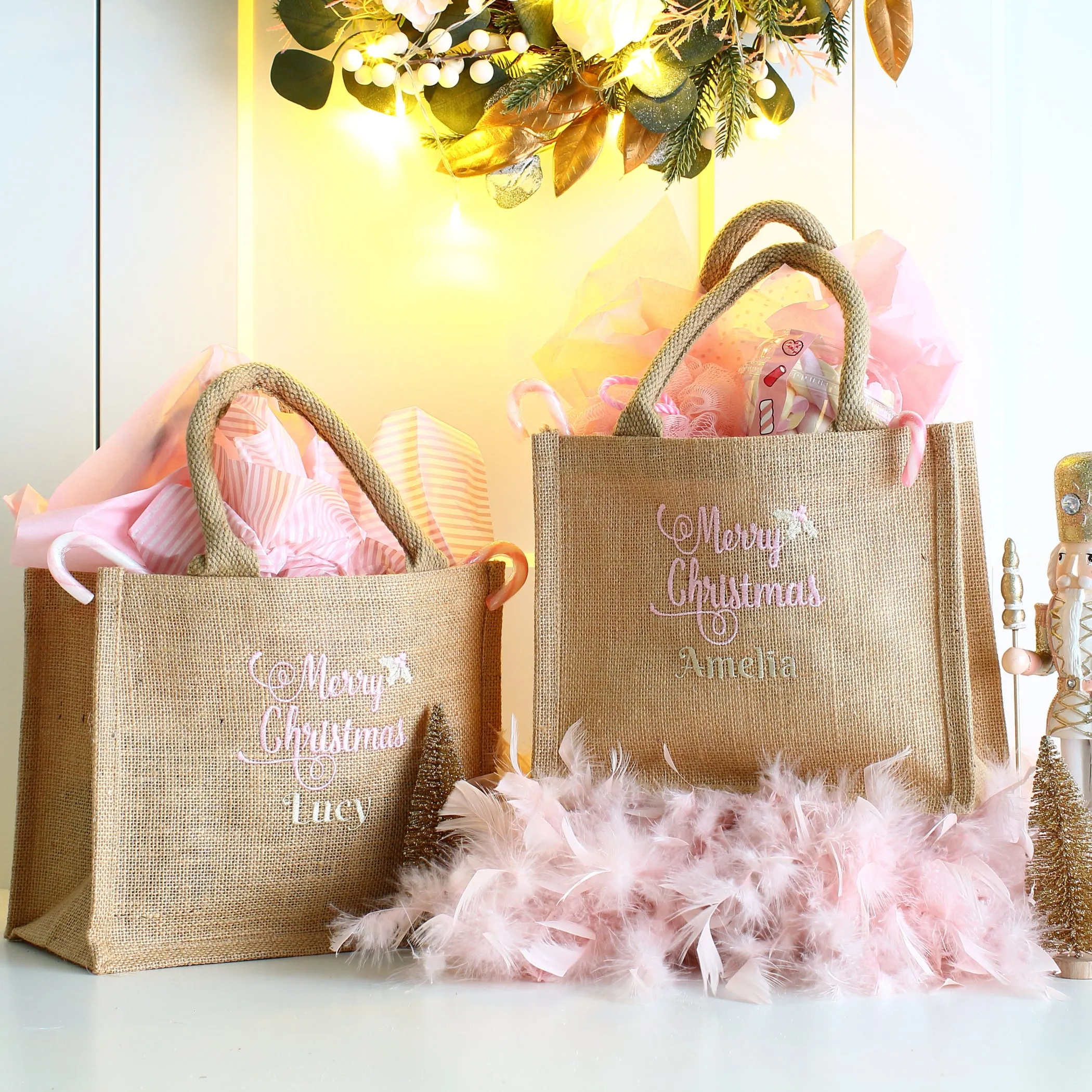 Small Merry Christmas bags - Pink