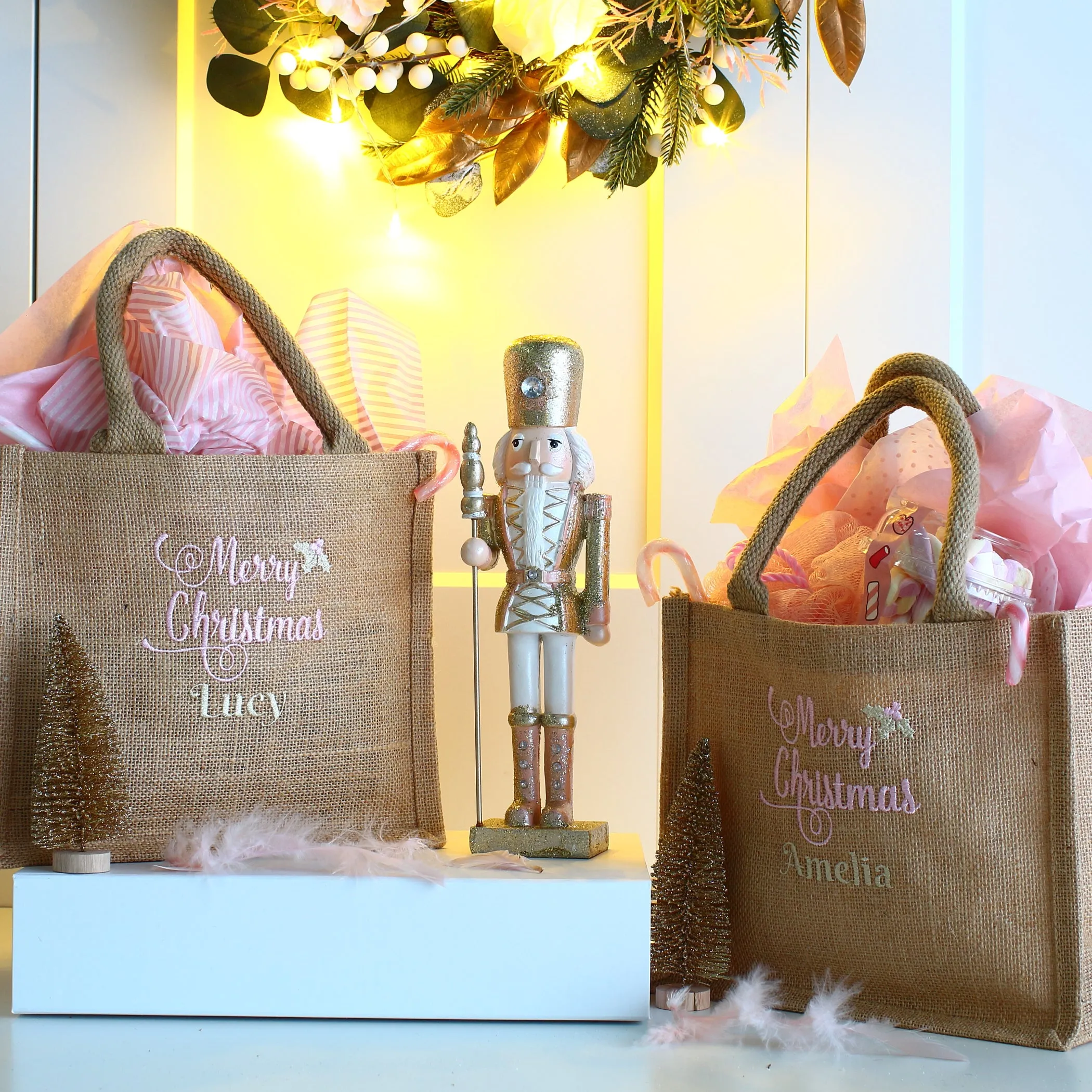 Small Merry Christmas bags - Pink