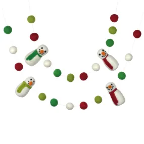 Snowman Felt Christmas Garland- Red, Green