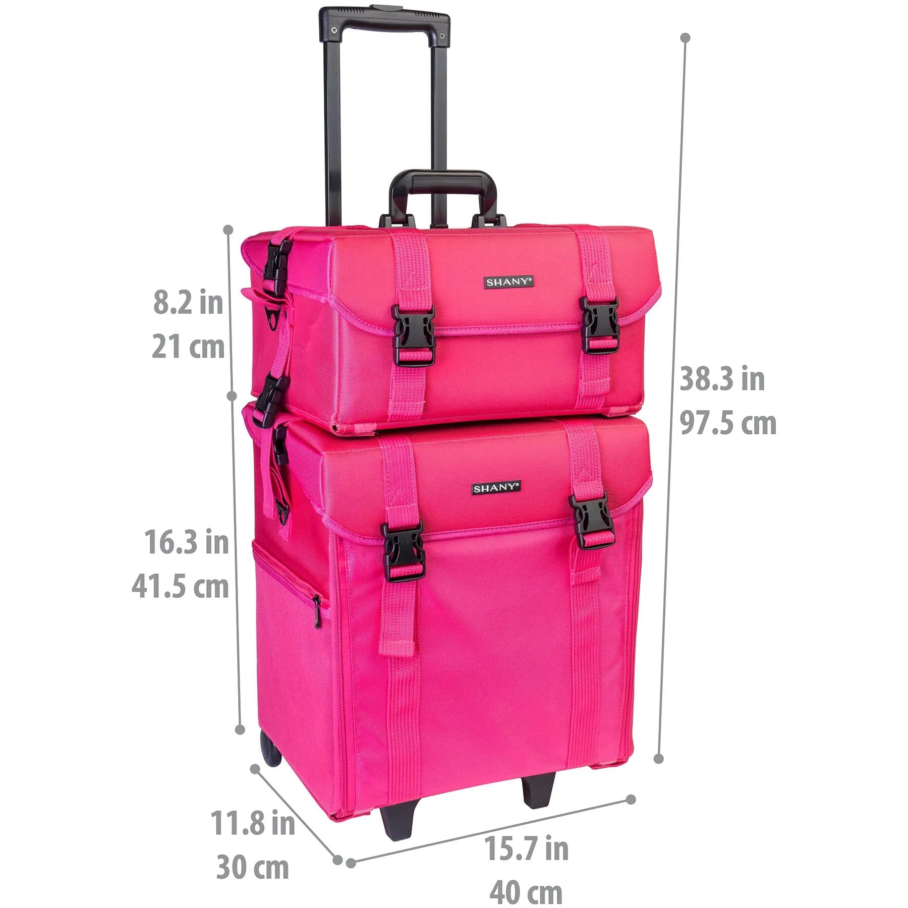 Soft Makeup Artist Rolling Trolley Cosmetic Case with Free Set of Mesh Bag