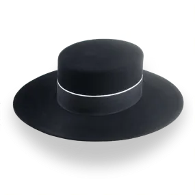 Spanish Cordobés Flat Top Hat Handmade in Black Fur Felt | The Andaluz