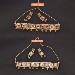 Sukkhi Alluring Choker Mirror & Pearl Golden Gold Plated Necklace Set For Women