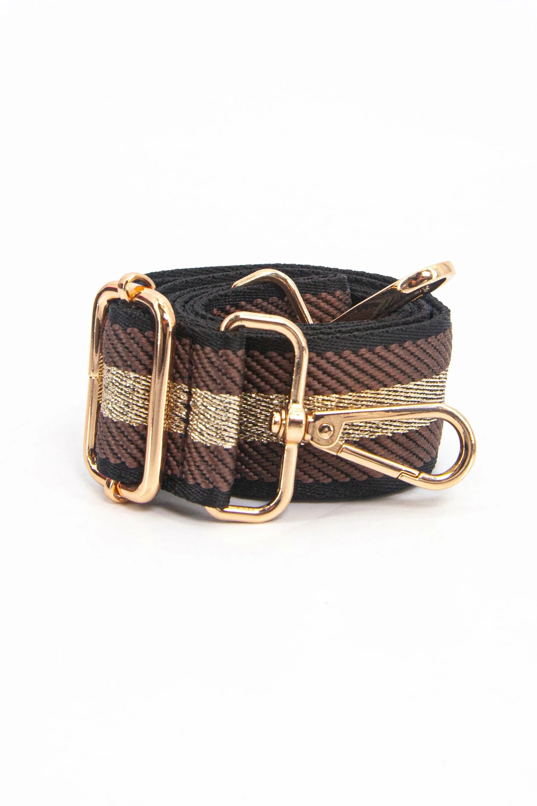 Tan & Glitter Woven Bag Strap