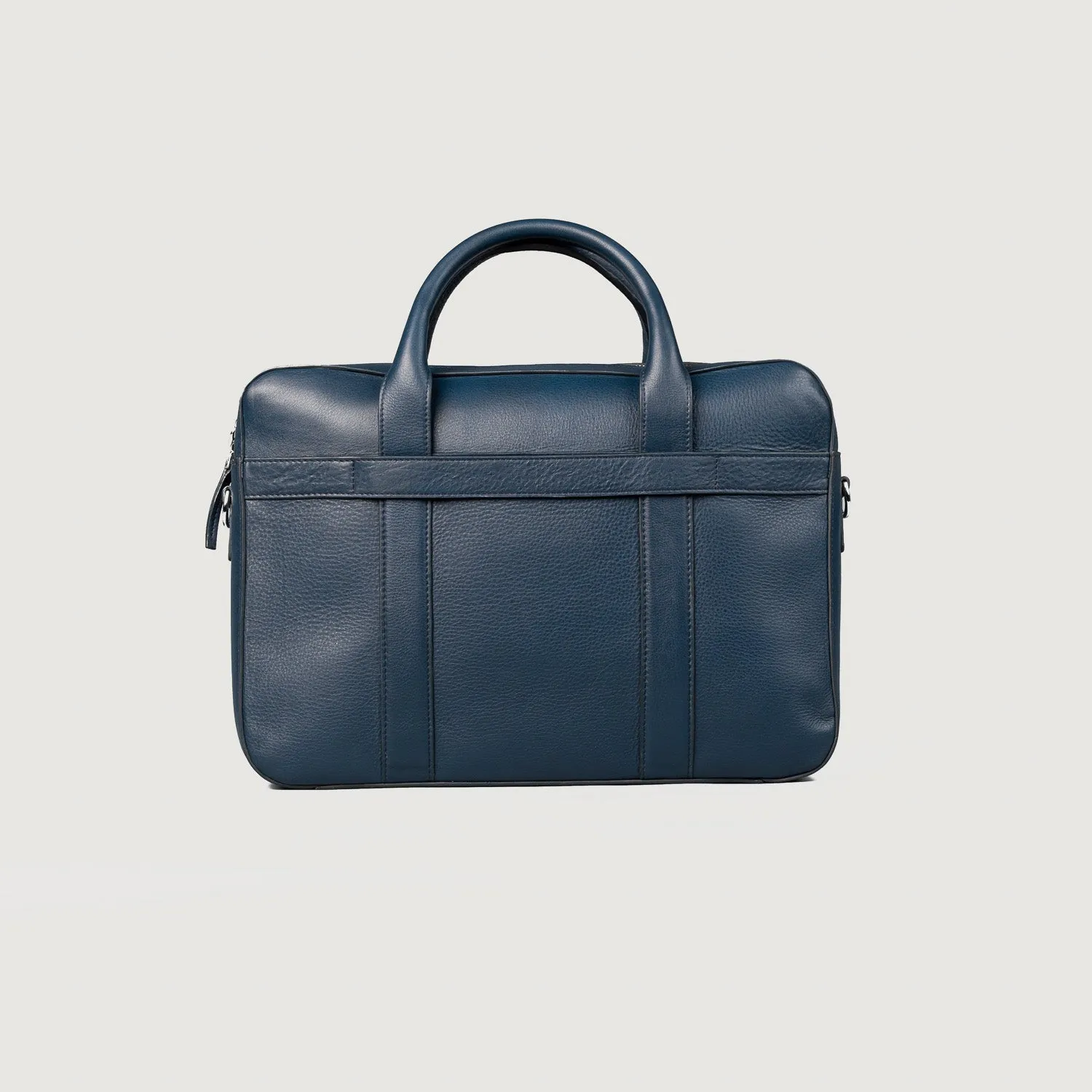 The Captain Midnight Blue Leather Briefcase