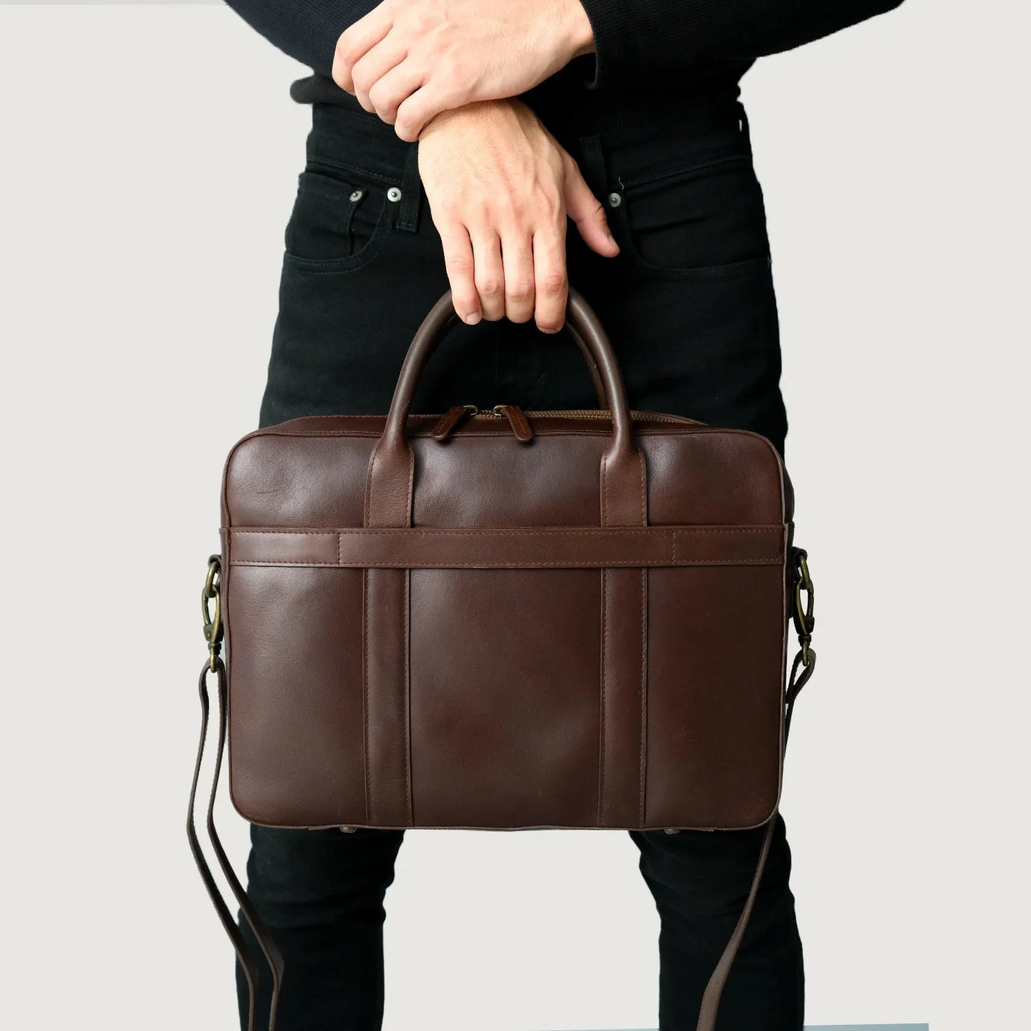 The Captain Vintage Brown Leather Briefcase