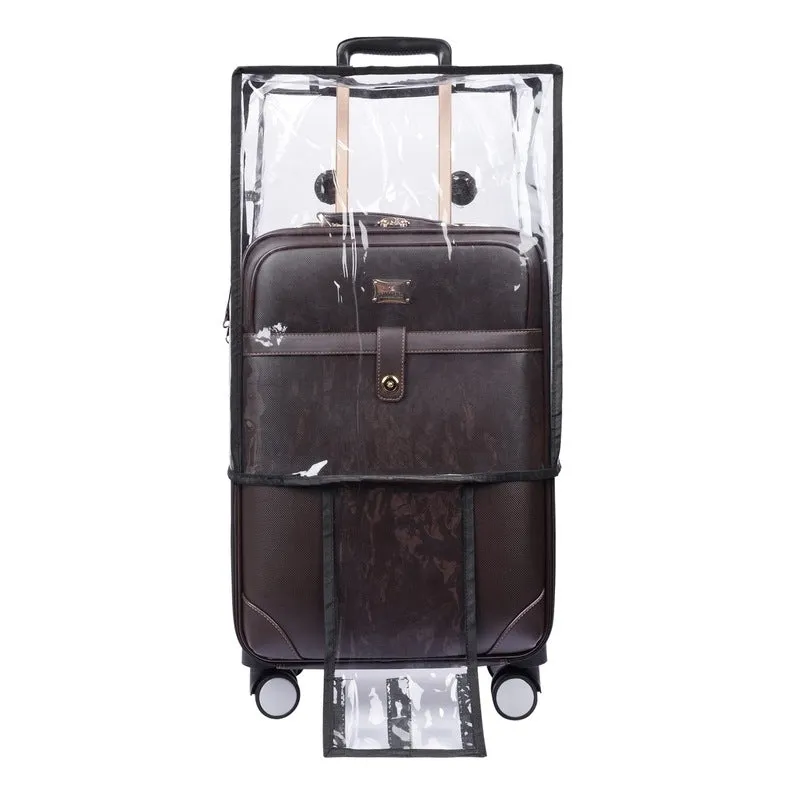 THE CLOWNFISH Luggage Synthetic Softsided Luxury Suitcase 4 Wheel Trolley Bag Travel Laptop Roller Case with Transparent PVC Protective Cover Suitable for 24 inch- 58 cm (Brown)