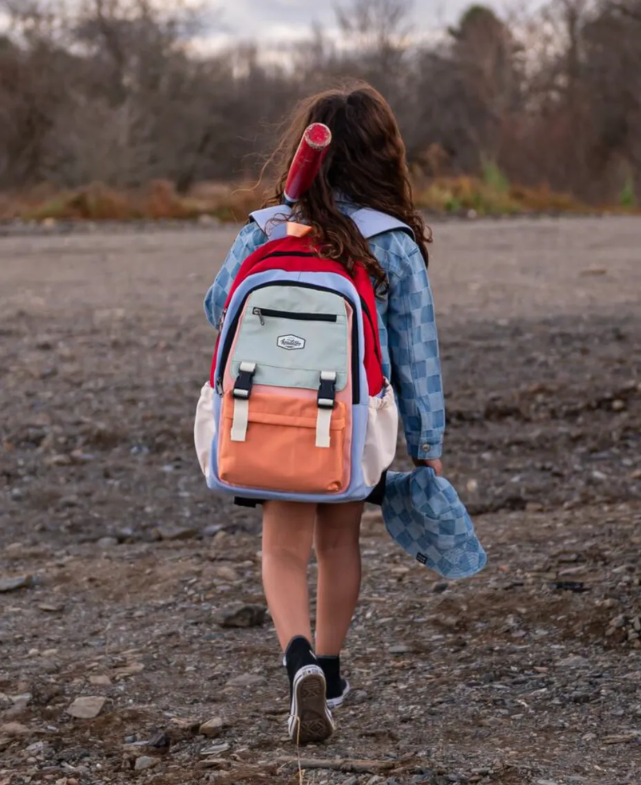 The Colourblock School Bag - Pale Beige