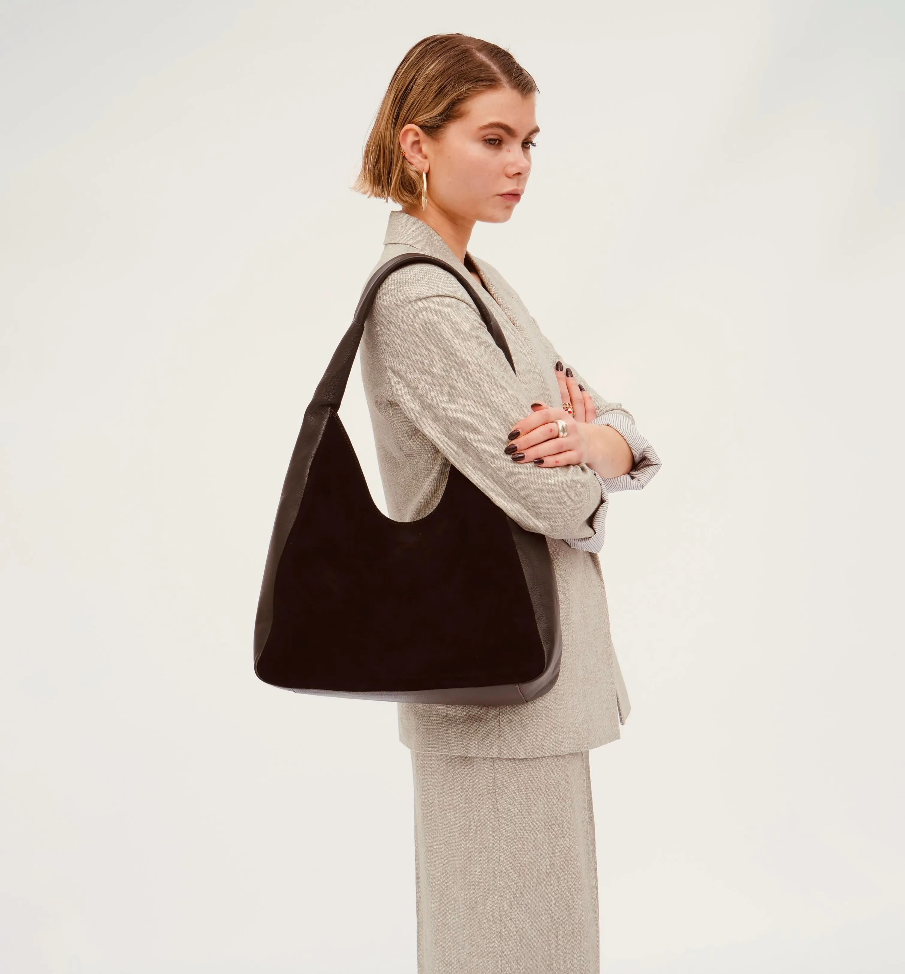 The Henry Black Leather And Suede Hobo Bag