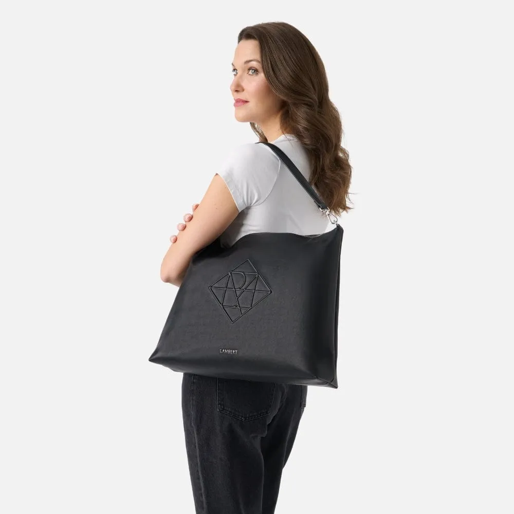 The Nellie - Black Vegan Leather Tote Bag