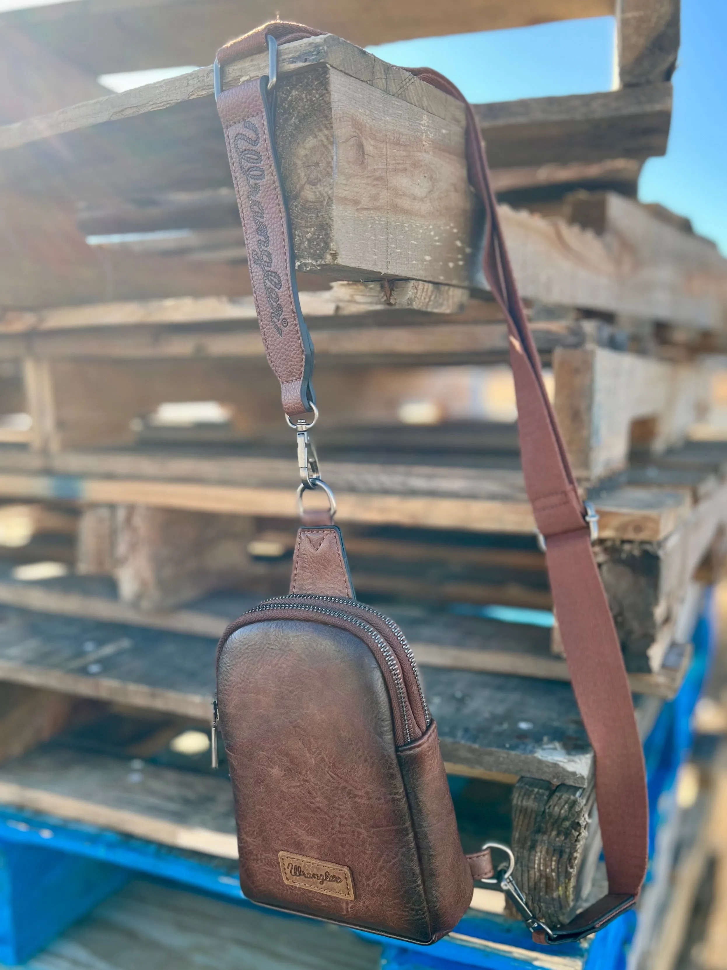 The Original Wrangler Brown Sling Back Crossbody Bag