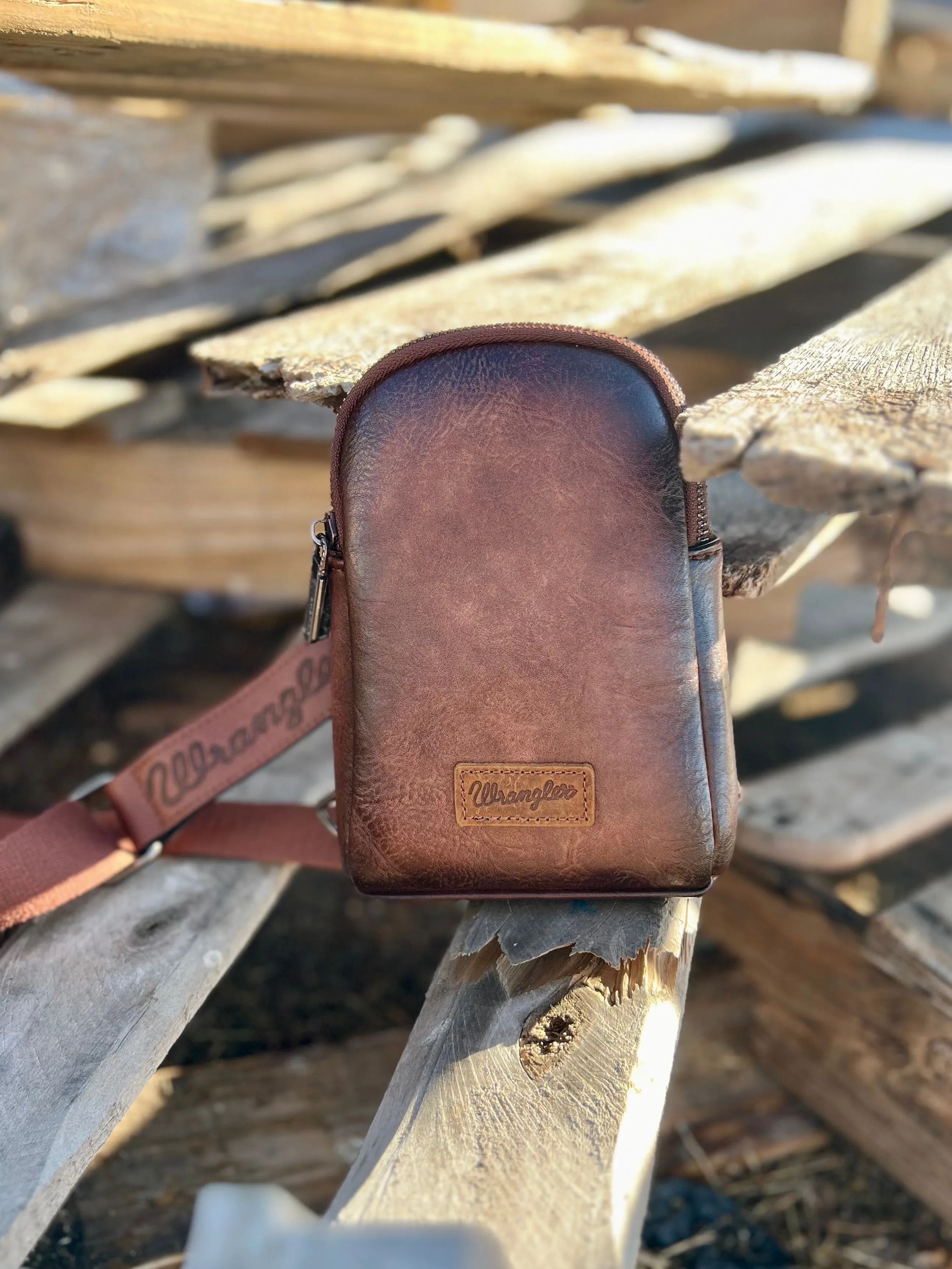 The Original Wrangler Brown Sling Back Crossbody Bag