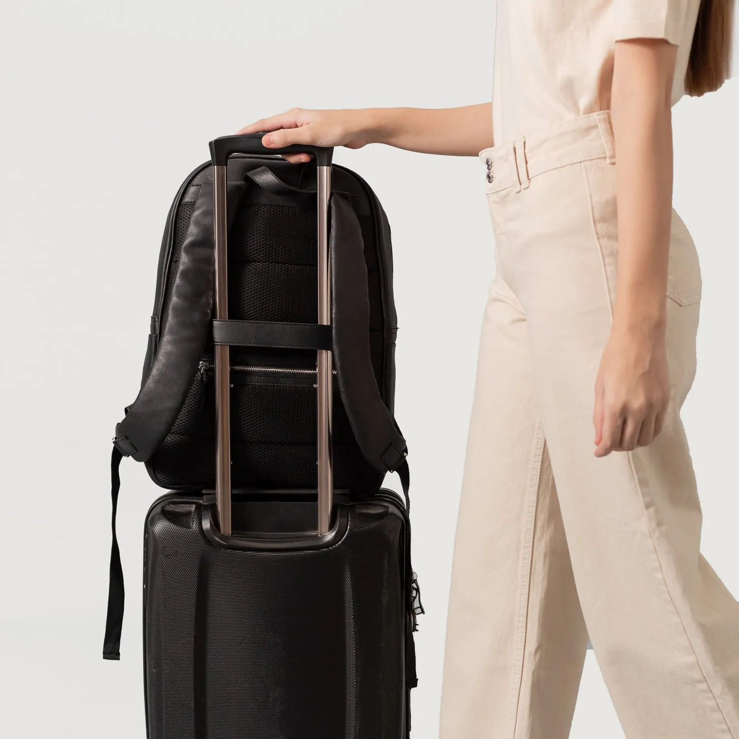 The Philos Black Leather Backpack