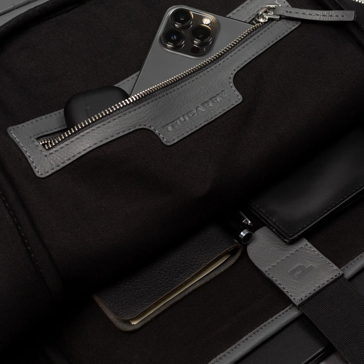 The Philos Grey Leather Backpack