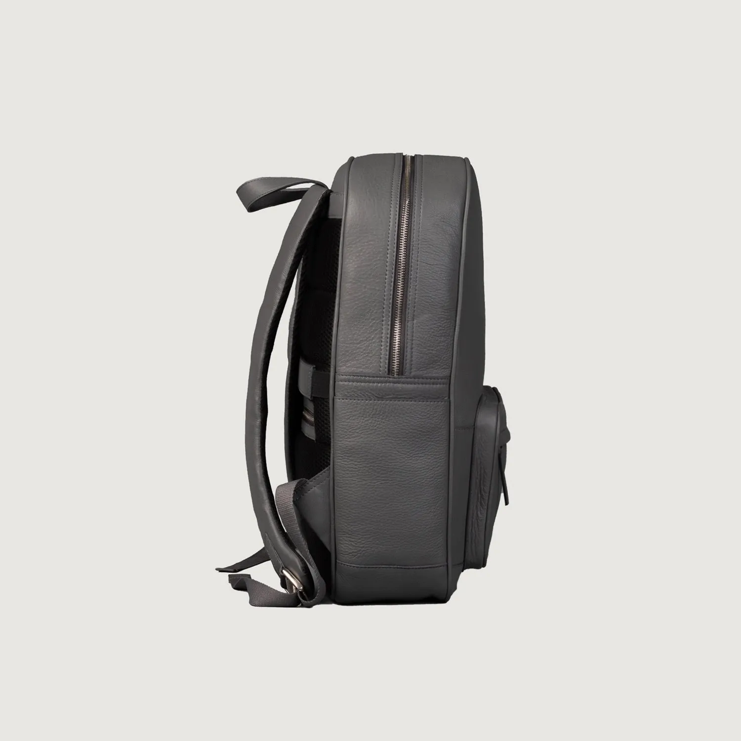 The Philos Grey Leather Backpack