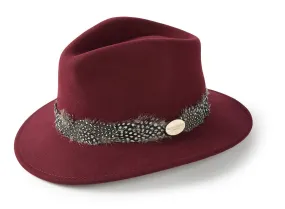 The Suffolk Fedora in Maroon (Sable Feather Wrap)