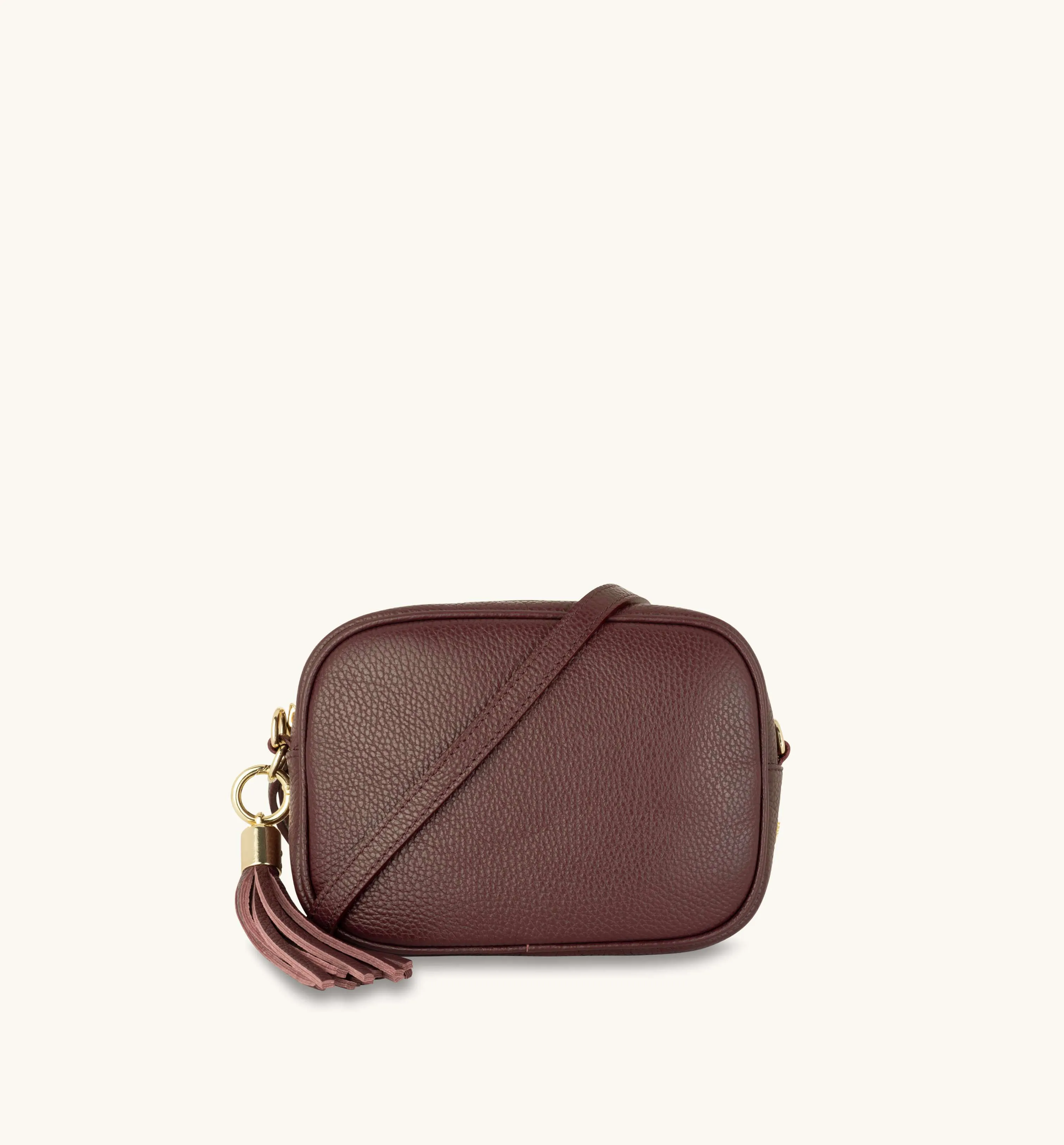 The Tassel Port Leather Crossbody Bag With Gold Chain Strap