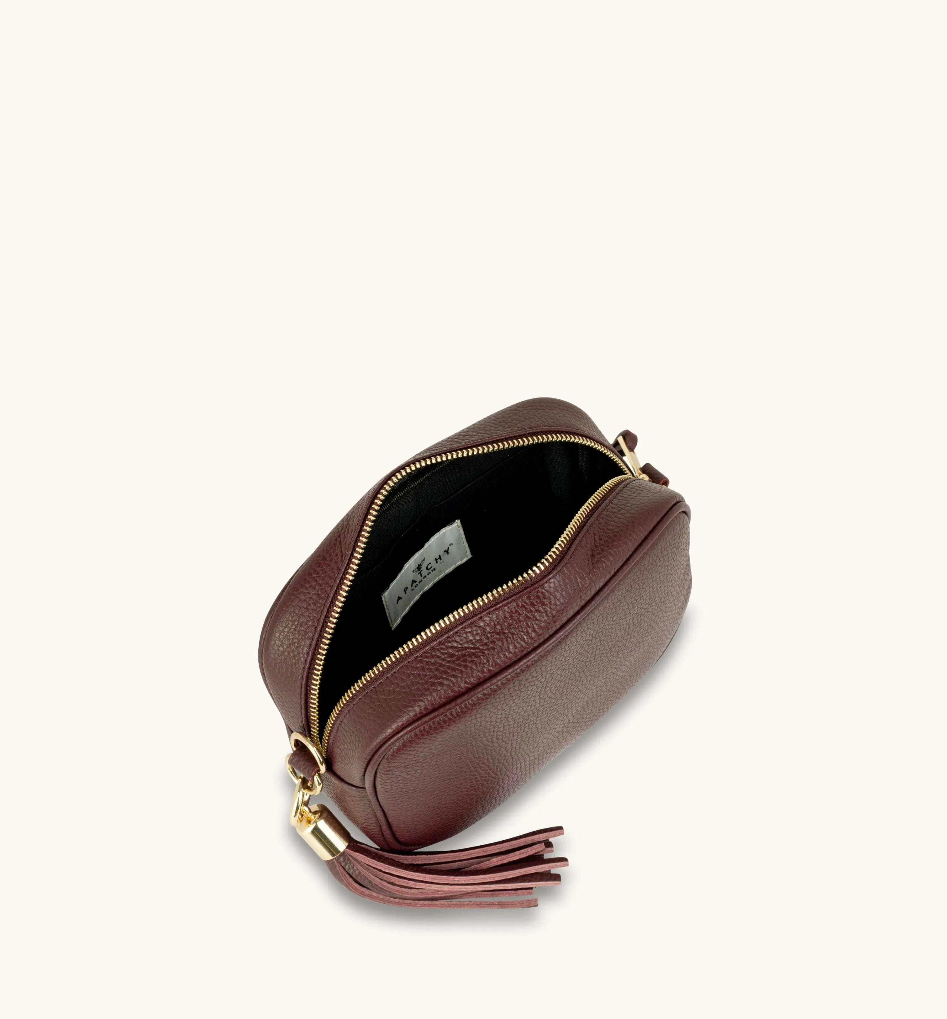 The Tassel Port Leather Crossbody Bag With Gold Chain Strap