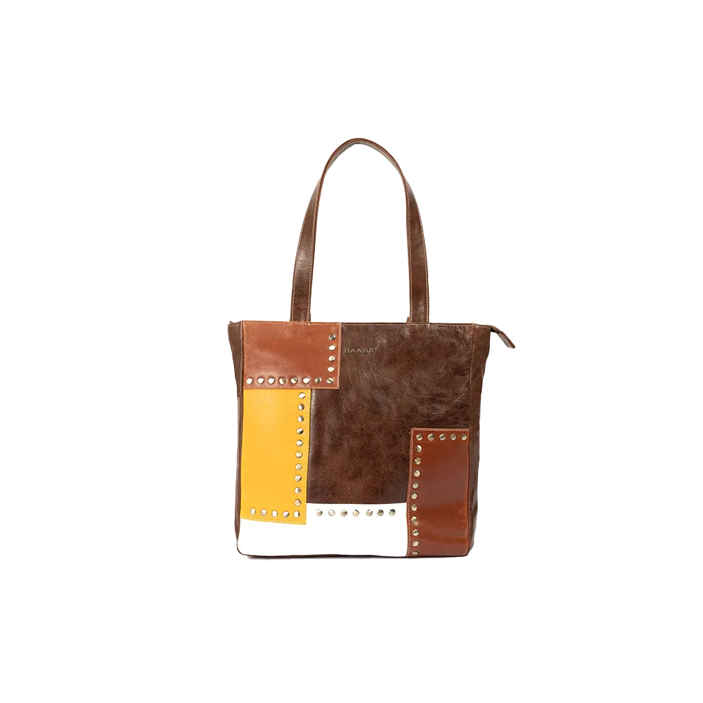 Tri-coloured Leather Shoulder Bag