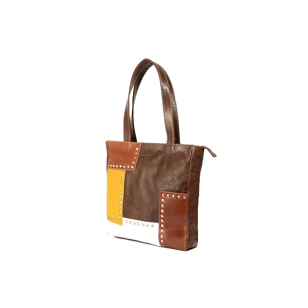 Tri-coloured Leather Shoulder Bag