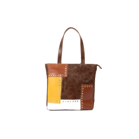 Tri-coloured Leather Shoulder Bag