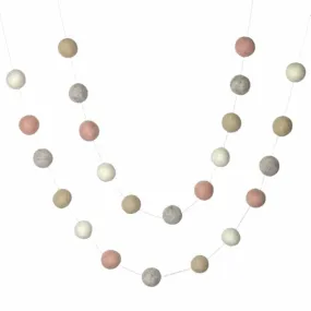 Valentine's Day Felt Ball Garland- Pale Pink, Gray, Almond, White