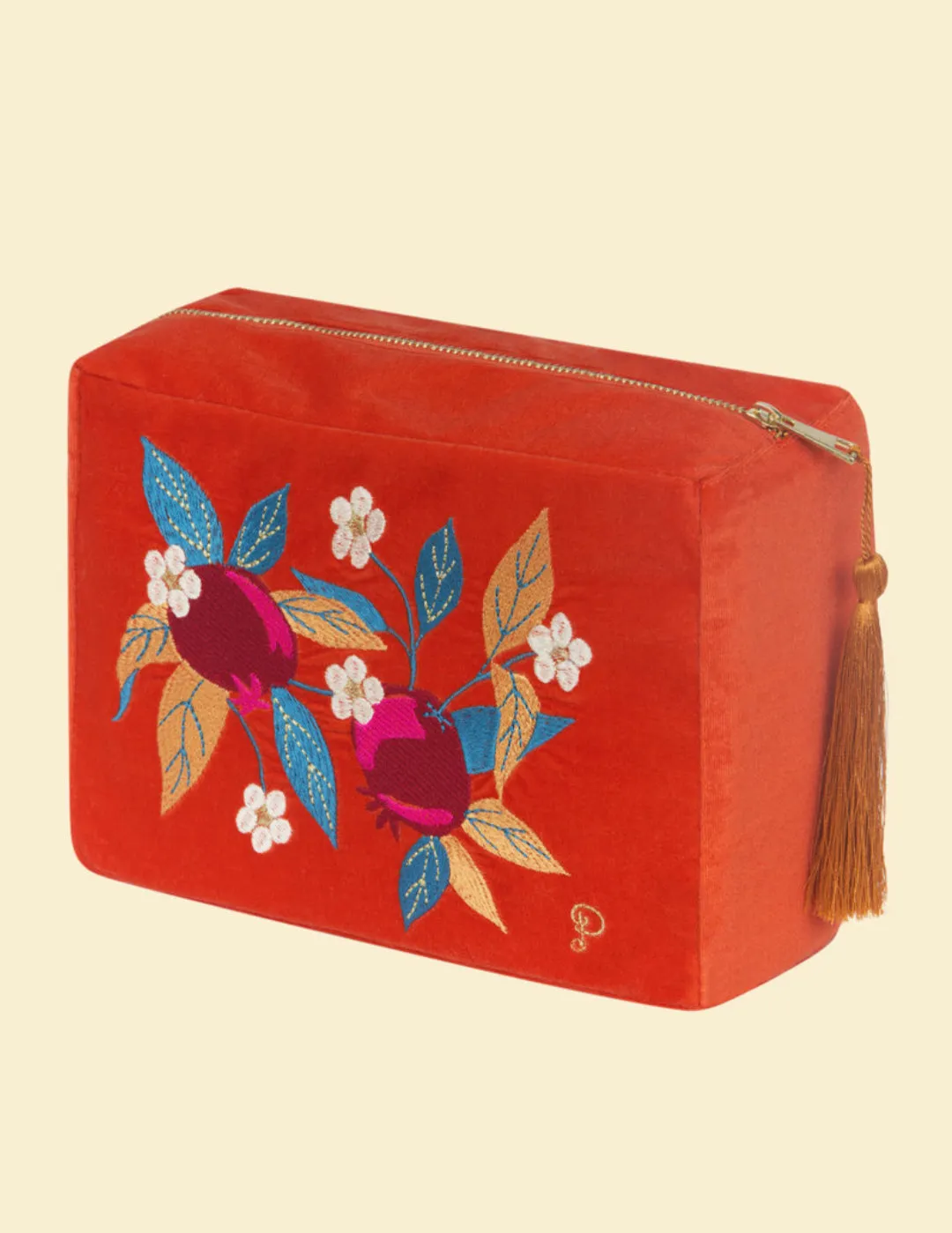 Velvet Vanity Bag - Pomegranate in Tangerine