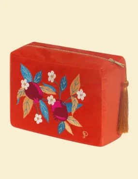 Velvet Vanity Bag - Pomegranate in Tangerine