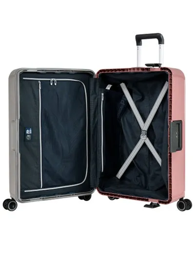 Vertica Hard Case Luggage Trolley Polypropylene Lightweight 4 Quiet Double Spinner Wheels With Tsa Lock B0006M Grey Pink