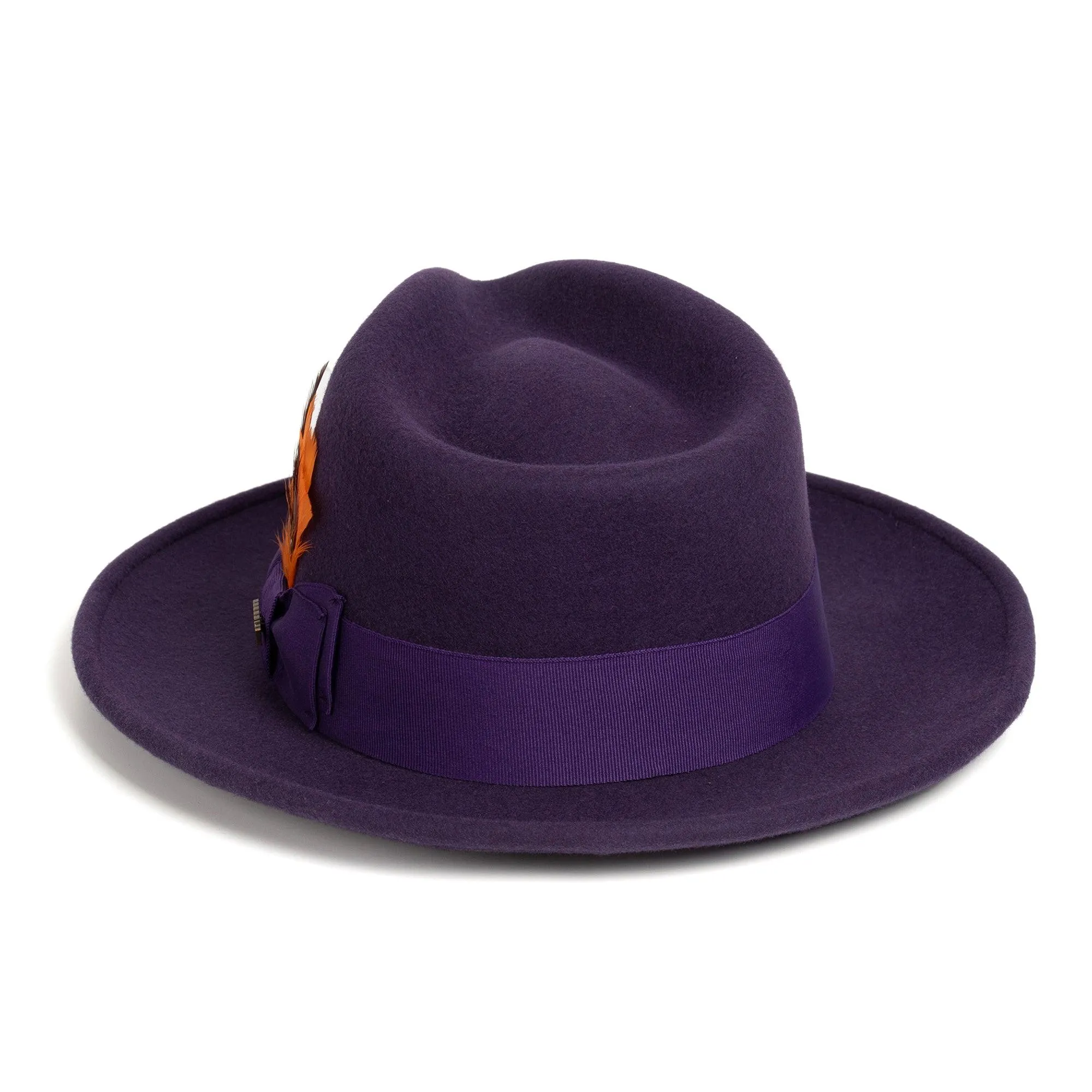 Vintage Crushable Wool Fedora Hat-Navy