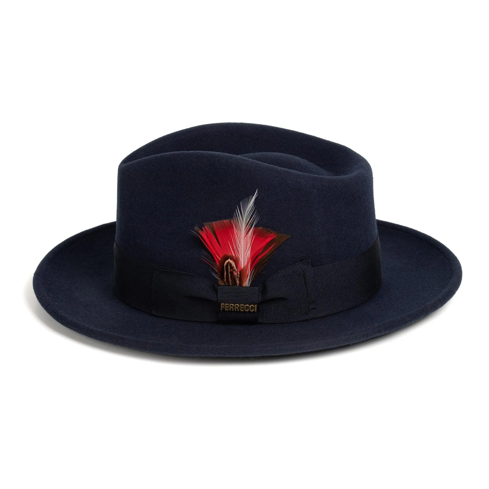 Vintage Crushable Wool Fedora Hat-Navy