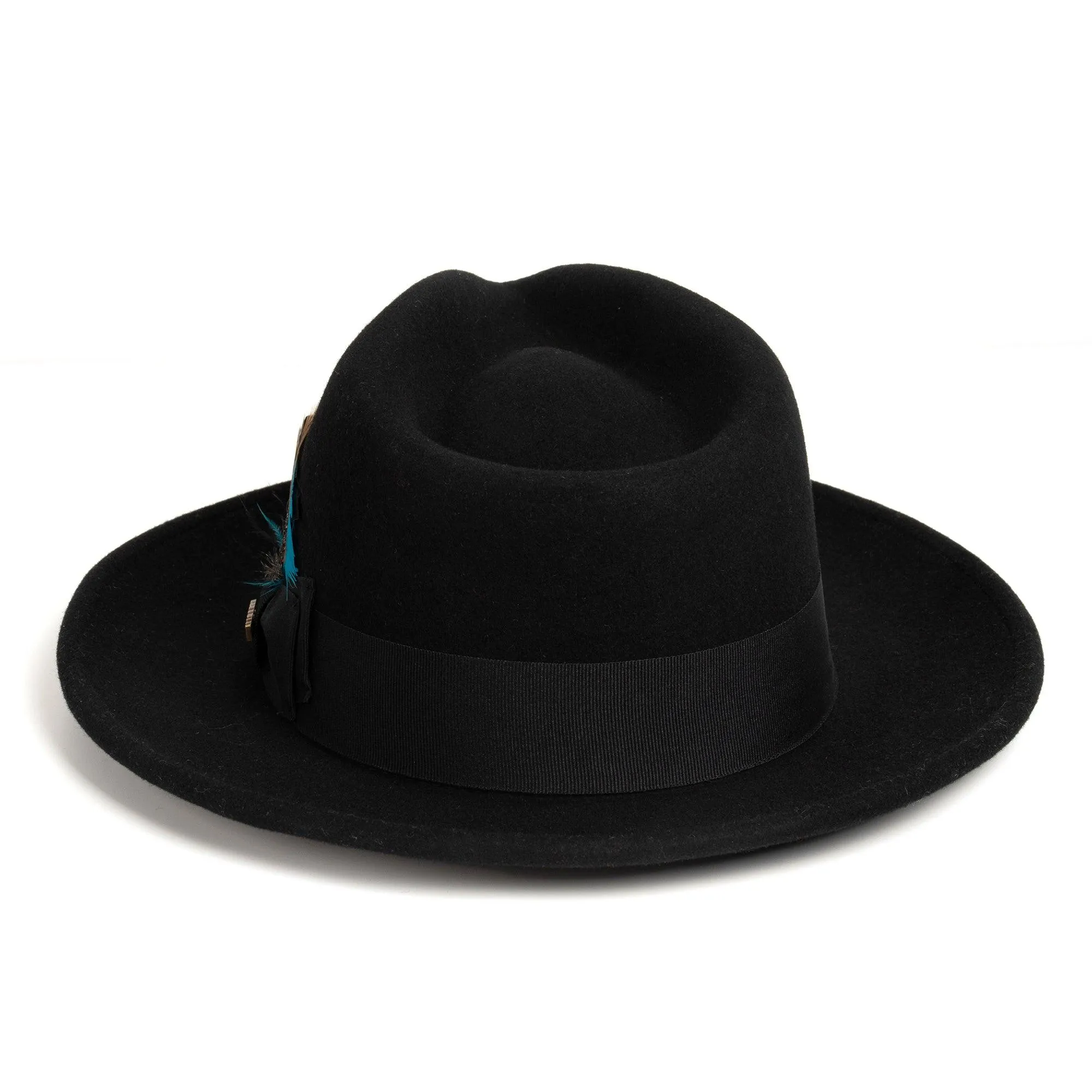 Vintage Crushable Wool Fedora Hat-Navy