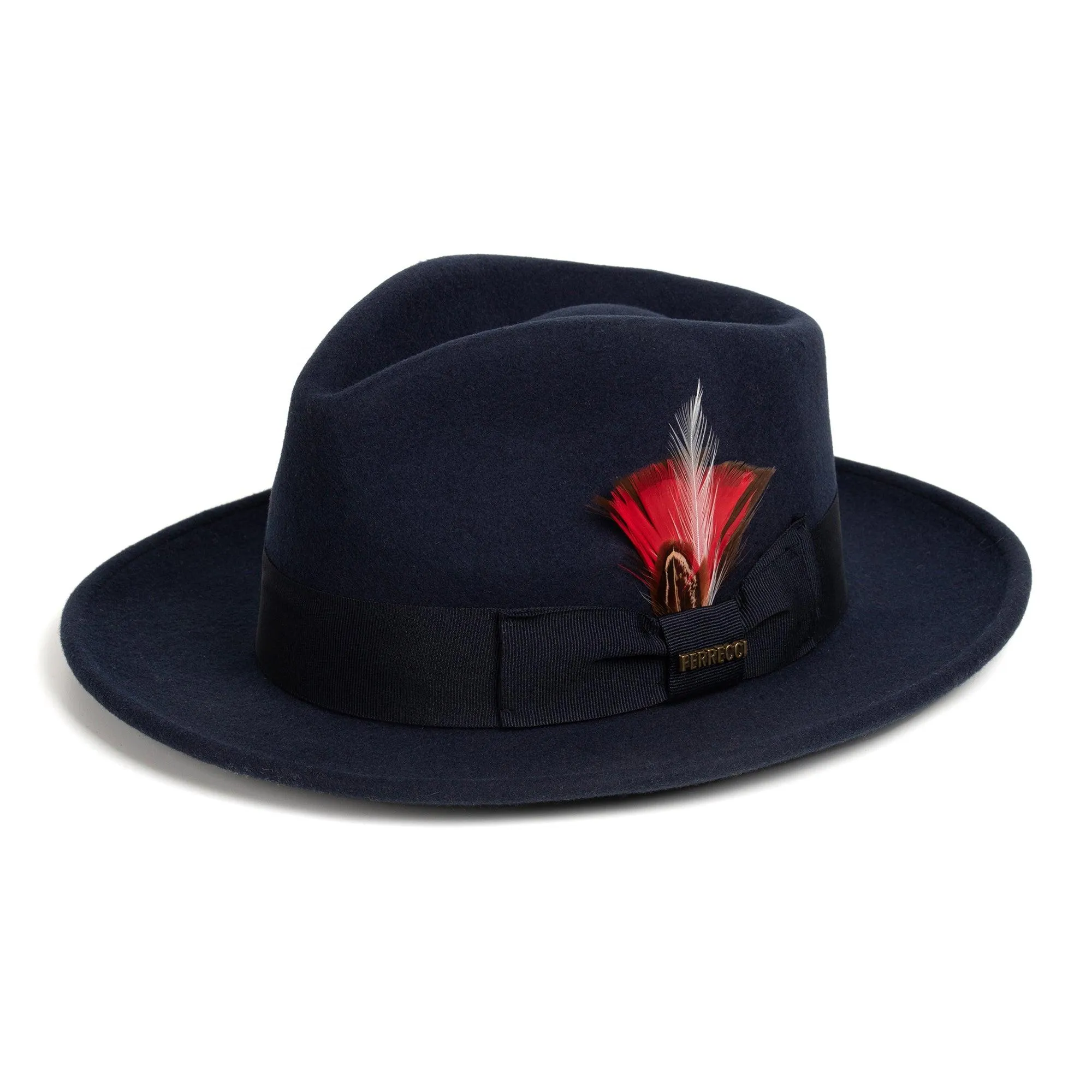 Vintage Crushable Wool Fedora Hat-Navy