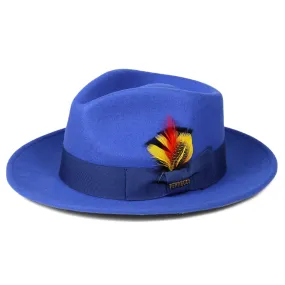 Vintage Crushable Wool Fedora Hat-Royal Blue