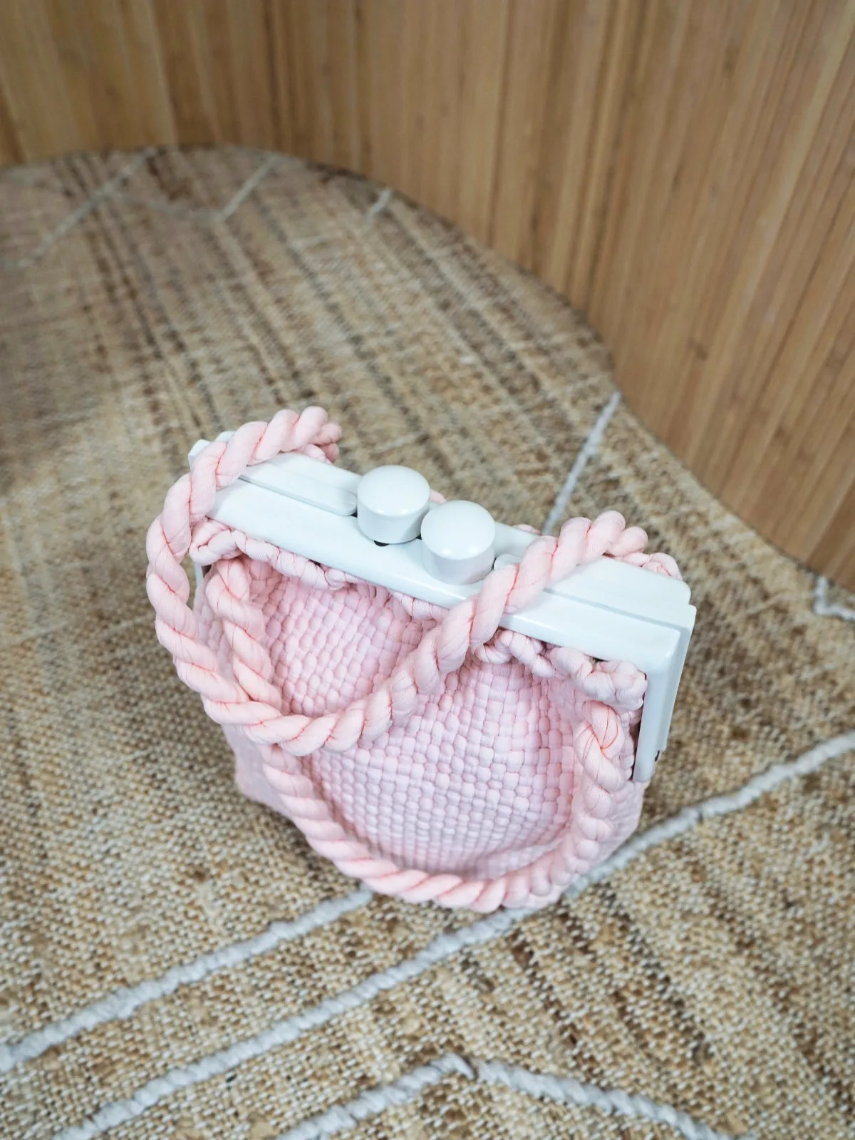 Vintage Pink Woven Kisslock Bag