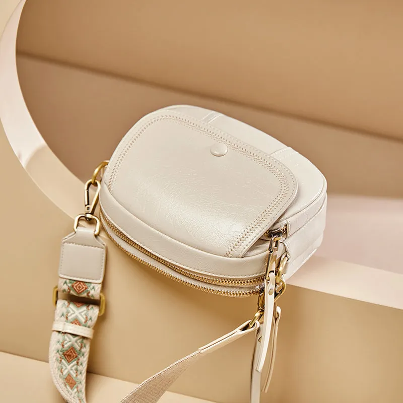 White Stitch Saddle Shoulder Bag